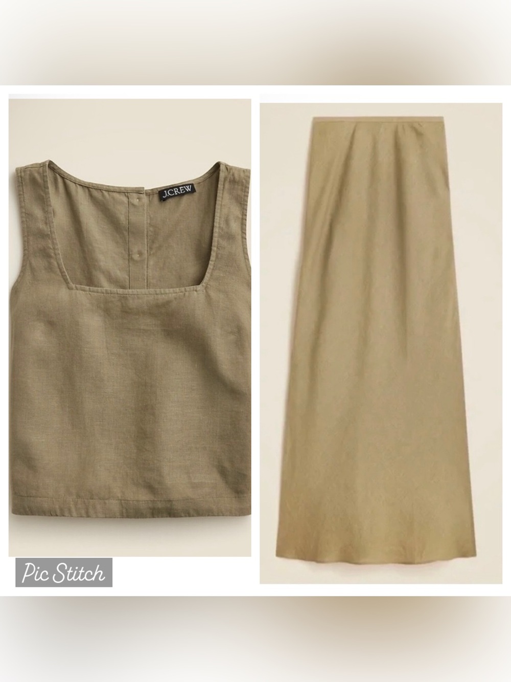 New J.Crew Linen Slip Skirt Tank Set